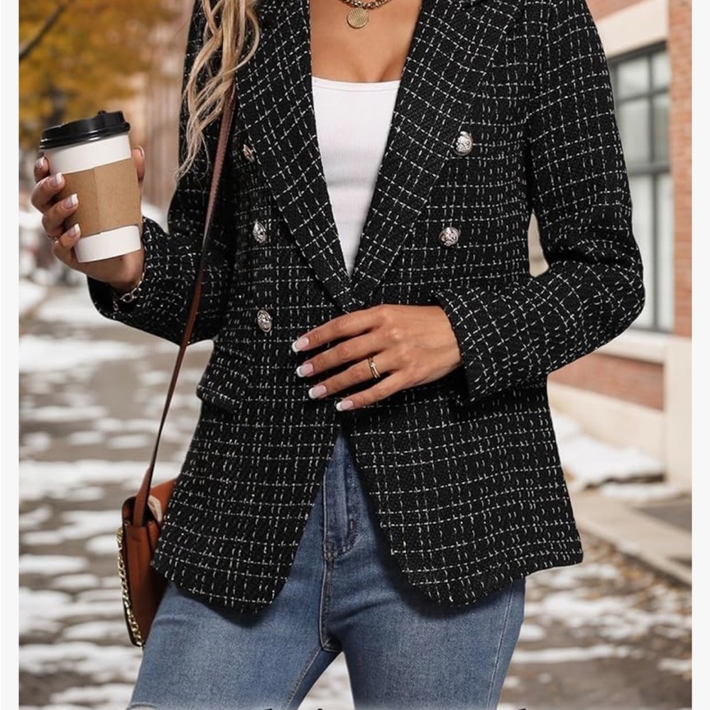 NWT Black and Gold Tweed Blazer
